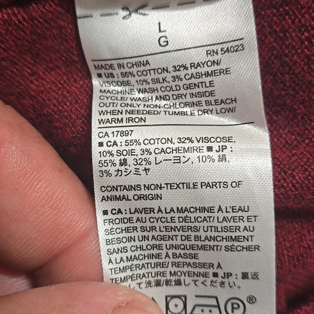 Banana Republic‎ Men's Burgundy Premium Yarn Crewneck Sweater Sz L Cotton Blend